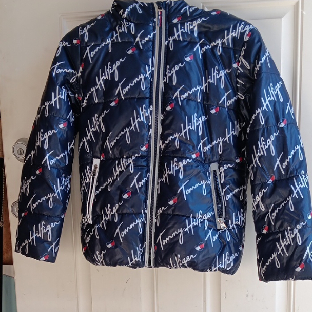 Tommy Hilfiger Kids' Logo Print Puffer Jacket - Navy